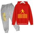 thumbnail image 3 of Conjunto de sudadera con capucha y pantalones de terciopelo para niños con estampado de Ronaldo, conjunto deportivo de 2 piezas para niños y niñas, 3 of 5