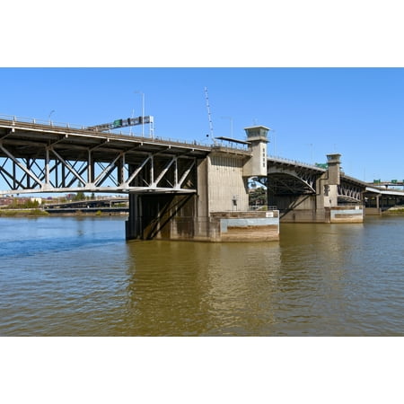 Foot Span Bridge - Morrison Bridge spans the Willamette River Portland Oregon USA Poster Print