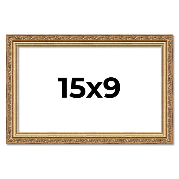 15x9 Frame Gold Solid Wood Picture Frame Width 1.25 Inches | Interior Frame Depth 0.375 Inches |