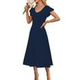 thumbnail image 7 of Nmnitkp Summer Dresses for Women 2026 Short Sleeve Casual Dresses O-Neck Floral Party Dress with Pockets Navy,L, 7 of 7