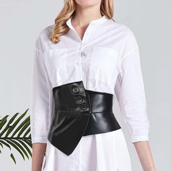 Women's Snap Button Corset Belt Wide Elastic Belts for Dress Stretchy Waistband Monkey Belt Buckle