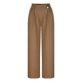 thumbnail image 4 of LLYwey Beach Pants For Women Women's Fashion High Waist Wide Leg Pants Solid Color Casual Suit Pants Female Hiking Pants Lightweight Long Pant Style H2607 Khaki XXL, 4 of 6