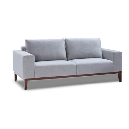 Cortesi Home Roma Sofa In Soft Grey Fabric With Wood Legs 80