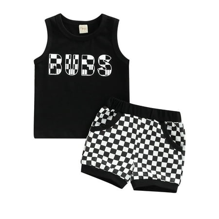 

Ma&Baby 0-24 Months Baby Boy Cotton Tank Top and Shorts Outfit Set Two-piece