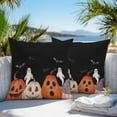 thumbnail image 5 of Outdoor Waterproof Pillow Covers Pumpkin Ghost Face Halloween Decorative Throw Pillow Protectors,Scary Ghost Bat on Black Pillowcase Cushion Cases for Patio Sofa Garden Couch,20x20in,Pack of 2, 5 of 9