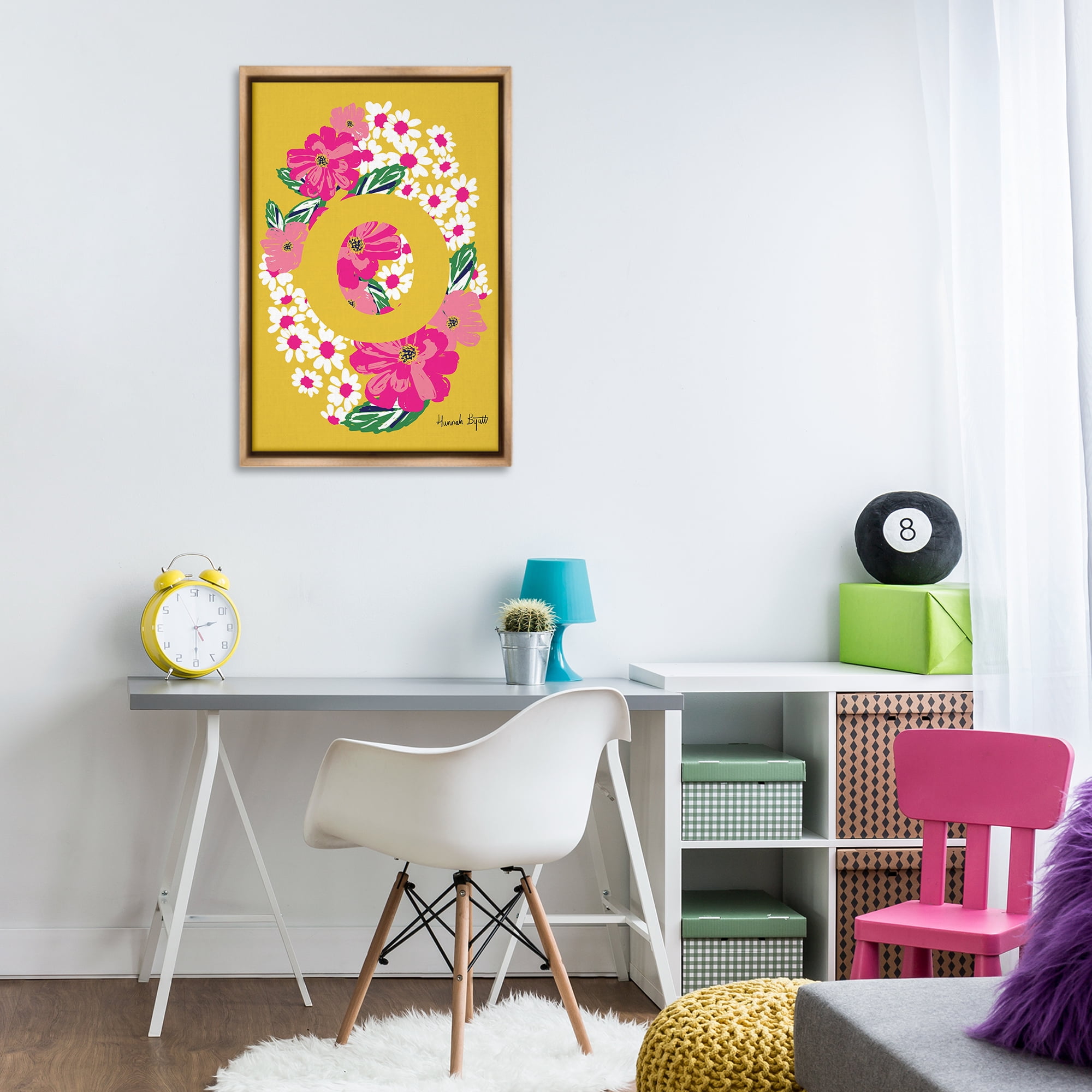 Stupell Industries Floral Bloom Letter O Botanical & Floral Painting Brown Floater Framed Art Print Wall Art, 21 x 31