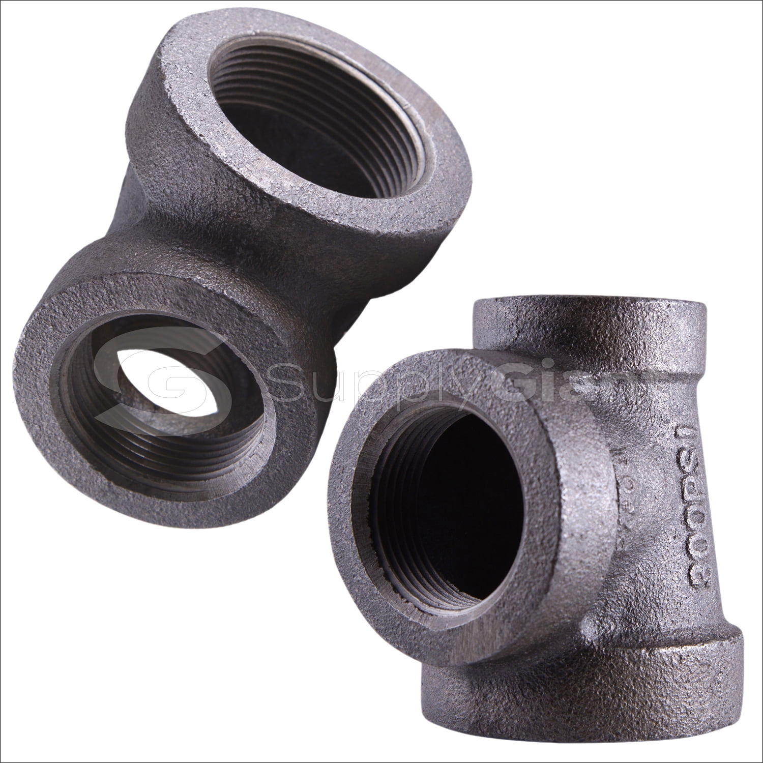 Supply Giant 2" x 1" x 1-1/2" BLack Pipe Fitting Reducing Tee Cast Iron