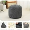 thumbnail image 2 of Pouf Ottoman Stuffed Round Modern Foam Filled Foot Rest Corduroy Poufs for Living Room Chair Decorative 20 X 15 Inches Fluffy Pouf Foot Stool Storage Ottoman, Dark Grey, 2 of 14
