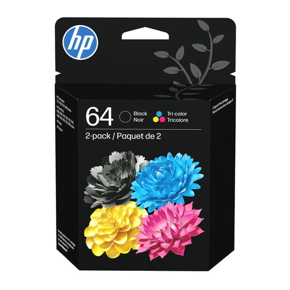 HP 64 Tri-color/Black Ink Crtg Cmbo 2-Pk
