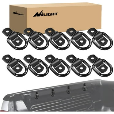 Nilight 10 Pieces D-Ring Tie Down with Screws 1/4 inch Stainless Steel D-Rings Trailer Heavy Duty 1/4" 2400 Pound Capacity for Ratchet Tie Down Straps Car Truck Bed Cargo
