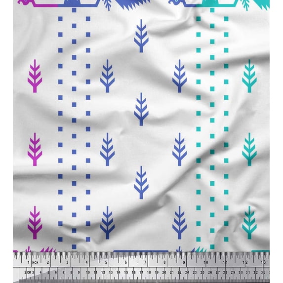 Soimoi Green Rayon Fabric Belwari Jamdani Fabric Prints By Yard 56 Inch Wide