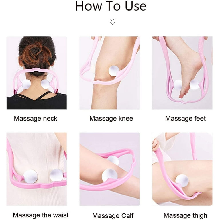 Neck Massager, Vital Dual Pressure Trigger Point,self Shiatsu Deep Massage,handheld  Manual Roller Massager Tool - Gift For Men And Women, White Elepha