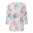 thumbnail image 6 of Tauxra Easter Printed T-Shirt For Women, 3/4 Sleeve Round Neck Casual Top, Retro Blouse for Daily Wear and Spring Outfits, 6 of 9