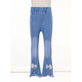thumbnail image 4 of Alvivi Kids Girls Ruffle Flare Raw Hem Denim Pants High Waisted Bell Bottom Jeans Casual Trousers Type C 140/4XL, 4 of 7