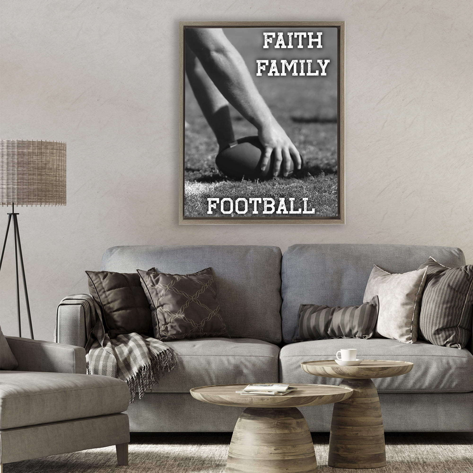 Stupell Industries Faith Family Football Hike Brown Framed Floater Canvas Wall Art, design by Marcus Prime