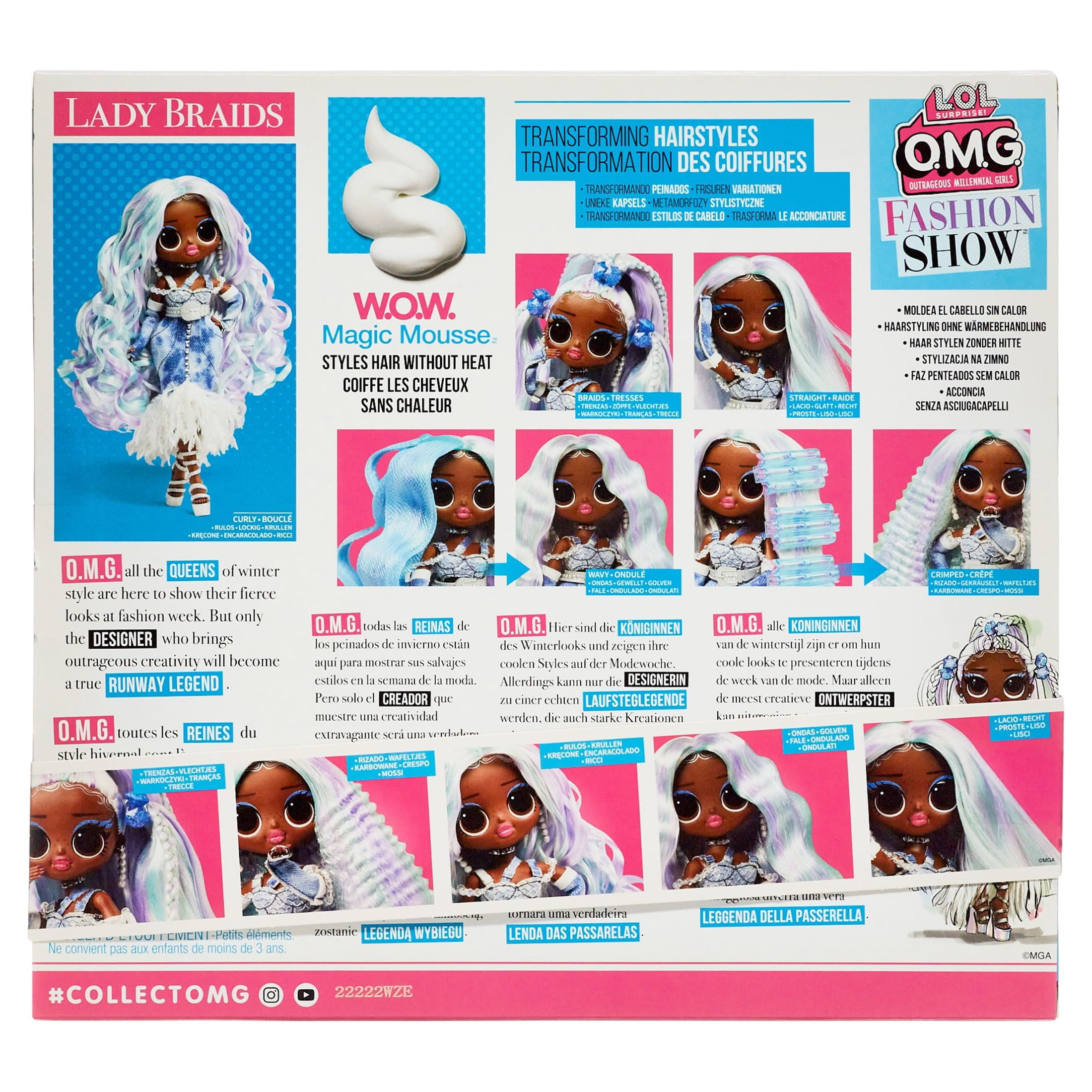 LOL Surprise OMG Fashion Show Hair Edition Lady Braids 10 Fashion Doll  w/Magic Mousse, Transforming Hair, Including Stylish Accessories, Holiday  Toy