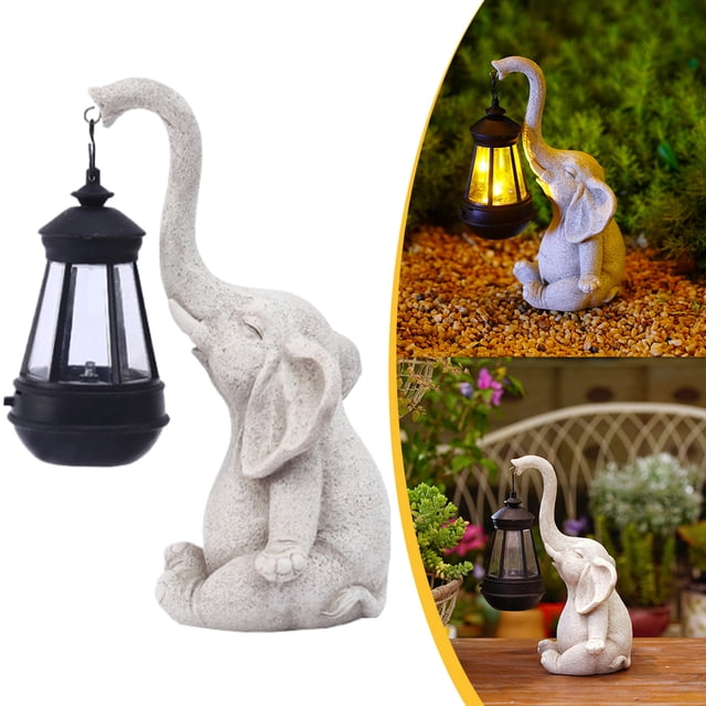 Elephant Garden Escultura Elefante Figura Ligera Estatua Solar Ligero Impermeable Creativo para El Patio Del Césped
