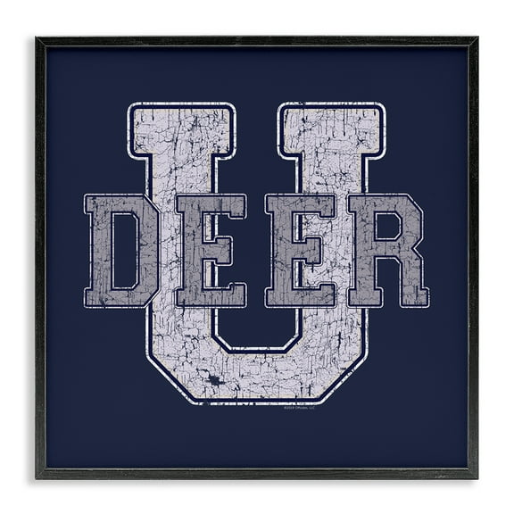Stupell Industries Deer U College Varsity Novelty & Humor Painting Black Framed Art Print Wall Art, 12 x 12