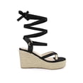 thumbnail image 3 of BLISSFUL STEP Women's Sandals Strappy Platform Slingback Flip Flops Wedge Sandals Black 8.5, 3 of 6
