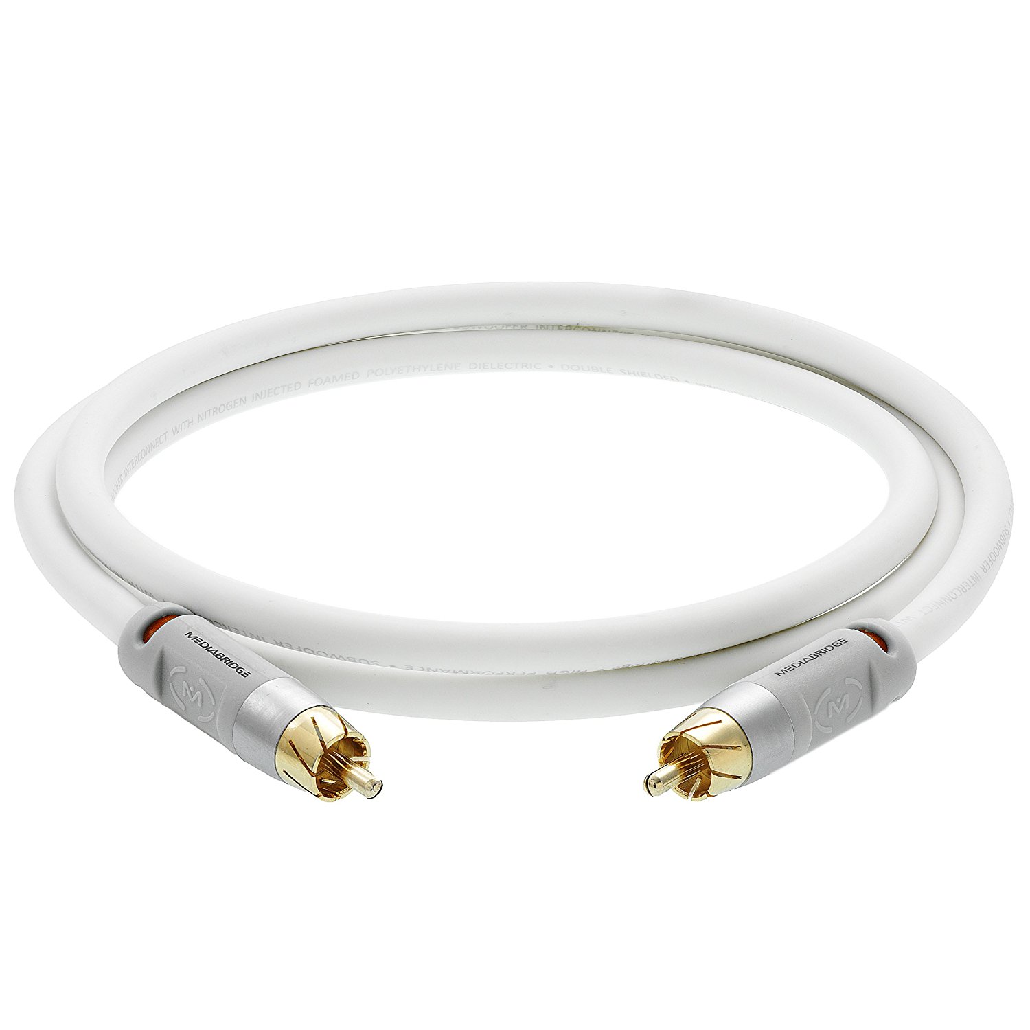 Mediabridge ULTRA Series Digital Audio Coaxial Cable (4 Feet) - Dual Shielded with RCA to RCA Gold-Plated Connectors - White - (Part# CJ04-6WR-G2 ) - image 3 of 4