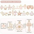thumbnail image 2 of 1 caja de 40 piezas de 20 estilos surtidos de dijes rosas, dijes de esmalte dorado, dijes de aleación de metal a granel, colgantes con forma de corazón, lazo, estrella, rosa y flores de animales., 2 of 7