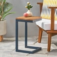 thumbnail image 3 of Fir Wood Accent Table - C-Shaped End Table with Antique Finish - Rustic Small Coffee Table for Living Room, 3 of 9