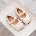thumbnail image 2 of Viluyesy Girls’ Spring Summer Mary Jane Shoes – Pearl-Embellished Floral Bowknot Dress Shoes for Formal, Party, and Everyday Wear Beige Size 10.5, 2 of 8