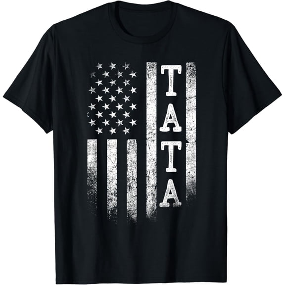Tata American Flag T-Shirt Vintage Distressed USA Patriotic Men's Tee Retro Father's Day Gift