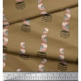 thumbnail image 3 of Soimoi Brown Moss Georgette Fabric Books & Owl Cartoon Printed Fabric 1 Yard 42 Inch Wide, 3 of 3