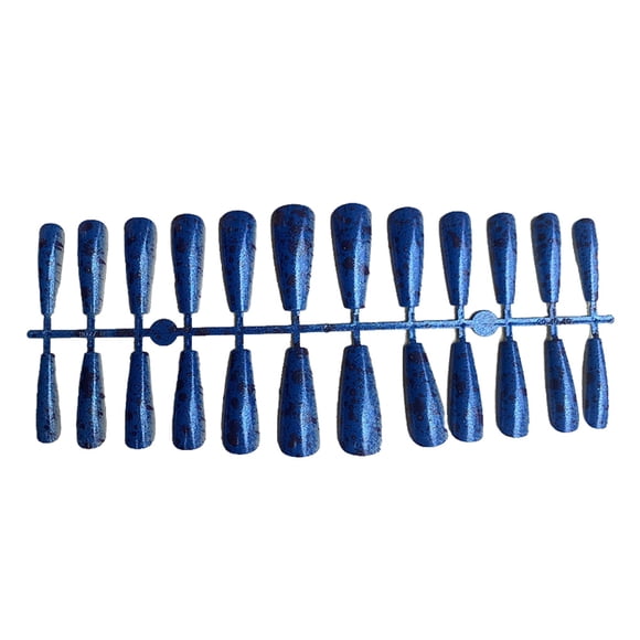 Uñas artificiales Qarigey 24 piezas puntas de uñas postizas manicura estampado azul Type3 NO3