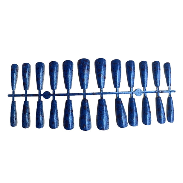 Uñas artificiales Qarigey 24 piezas puntas de uñas postizas manicura estampado azul Type3 NO3