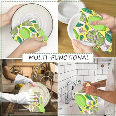 Fruit Kitchen Towels Set - Microfiber Waffle Weave Dish Hand Towels 16x24 Inches