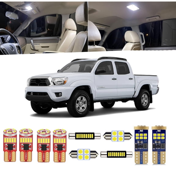 11 Piece Interior LED Lights Kit for Toyota Tacoma 2005 2006 2007 2008 2009 2010 2011 2012 2013 2014 2015 Interior LED Light Bulbs Package License Plate Lights Install Tool