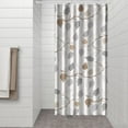 thumbnail image 3 of Small Stall Narrow Shower Curtain 36"W x 72"L – Tropical Bohemian Leaves, Mid-Century Abstract Boho Botanical Bathroom Decor, Vintage Floral Palm Leaf Pattern, Rustic Tribal Folk Style, 3 of 5