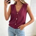 thumbnail image 6 of Women's Vest Sleeveless Knit V-Neck Button Up Casual Sweater Vest for Outdoor & Casual, 6 of 9
