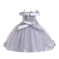 thumbnail image 2 of Girls One-shoulder Gown Dress Party Tutu Dree Bowknot Embroidery Princess Dress Flower Kids Formal Dress, 2 of 9