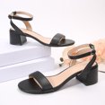 thumbnail image 4 of LuckLilac Women's Round Open Toe Sandals Chunky Low Heel Ankle Strap Heels Casual Daily Office Wedding Shoes, 4 of 5