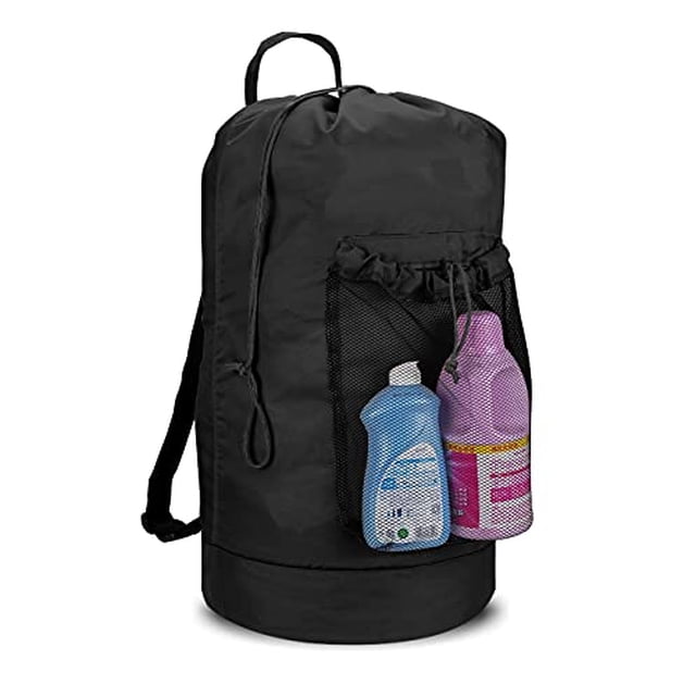 Bolsa Lavandería Mochila, Correas Hombros, Bolsillo Malla. Duradera Nylon, Cierre Cordón. Para Universidad, Viajes, Lavandería, Apartamento