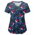 thumbnail image 6 of Towmus Womens Christmas Scrub Tops Cute Print V Neck Short Sleeve Shirts Nurse Uniforms Graphic Blouses with Pockets S-3XL, 6 of 6