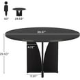thumbnail image 2 of Tribesigns 39" Round Conference Table for 4, Wooden Meeting Table, Rustic Office Table with Sturdy Base, Multi-Purpose Business Seminar Table for Conference Room (Black), 2 of 7
