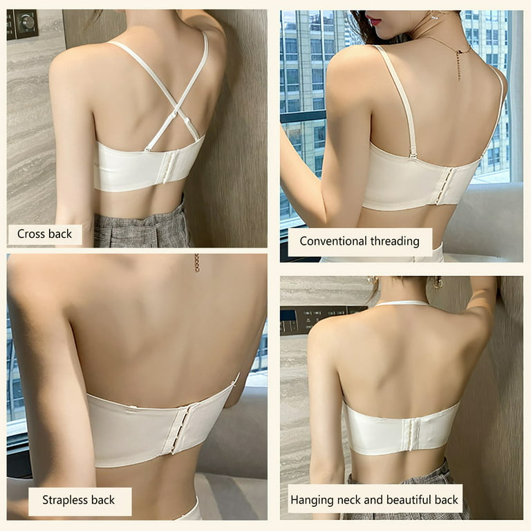 MRULIC bras for women Women's Low Back Bra Wire Backless Bra