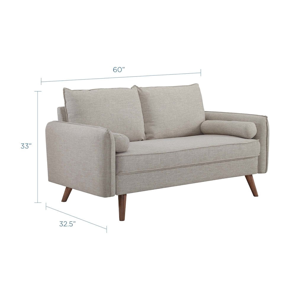 Modway Revive Modern Fabric Upholstered Loveseat in Walnut/Beige