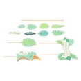 thumbnail image 4 of Juego de 4 adornos para tarta de dinosaurio, hoja de palma de dinosaurio verde, tarjeta inglesa de feliz cumpleaños, decoraciones para tarta de dinosaurio, decoración para fiesta, 4 of 5