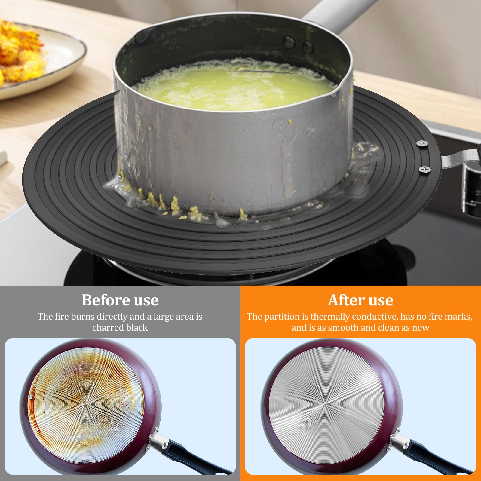 Ikoopy Induction Adapter Plate Double Sided Heat Diffuser Plate with Handle Non Slip Heat Conduction Plate Aluminium Alloy Heat Diffusion Plate Induction Cooktop Converter Plate for Glass Cookware
