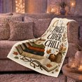 thumbnail image 6 of Pages Cider Chill Quote with Books Mug Candle Glasses Moon and Fall Leaves, Cozy Reading Style for Book Fans, Autumn Library Motif and Thanksgiving Gift, Cozy Flannel Blanket, Home Decor, 6 of 9