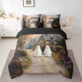 thumbnail image 2 of Manfei 3D Ghost Bedding Comforter Set 7pcs for Kids, Vintage Halloween Queen Bedding Sets, Countryside Road Reversible Queen Sheet Sets, Luxury Bedroom Decor, 2 of 7