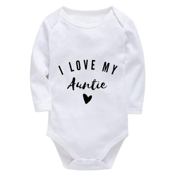 I Love My Auntie Infant Newborn Clothes Long Sleeve Plain White Onesie White 0-3 Months Baby Boy Clothes