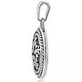 thumbnail image 2 of MDR Trading SS-SSP224 27 mm Black & Silver Round with Rope Edges & Fleur De Lys Center Stainless Steel Pendant, 2 of 2