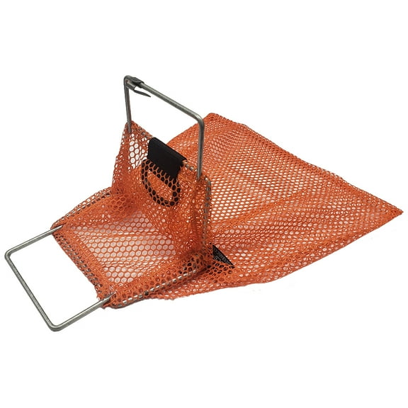 Mini Galvanized Wire Handle Mesh Catch Bag with D-Ring, Approx. 10x16, Orange