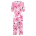 thumbnail image 5 of Mifsaly Floral Print Jumpsuits for Women V-Neck Short Sleeve Wide Leg Jumpsuit Casual Summer Vacation Tropical Resort Clothes with Pockets XL, 5 of 5